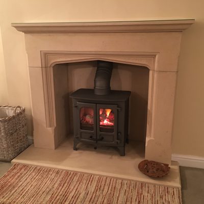 Charnwood Island One gun metal grey fireplace installation