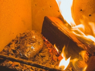 log burner baked potato