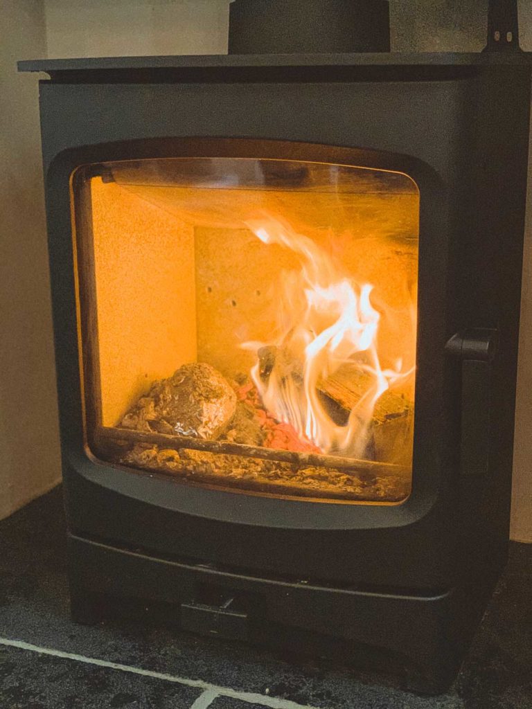 wood stove baked potato