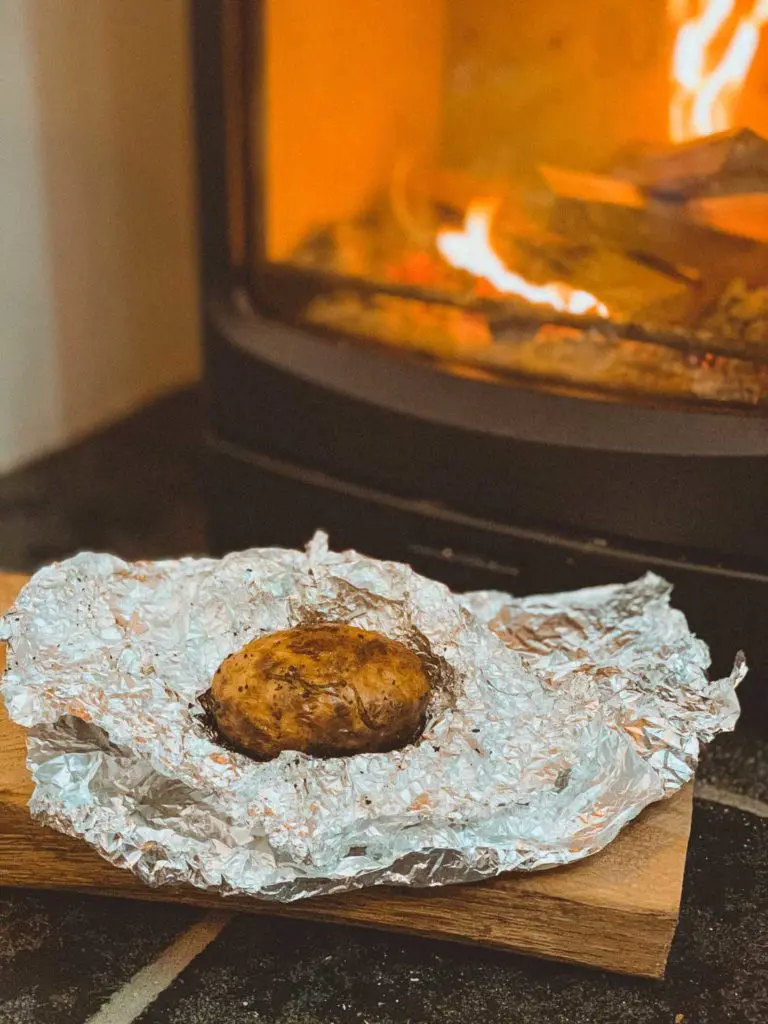 wood stove baked potato