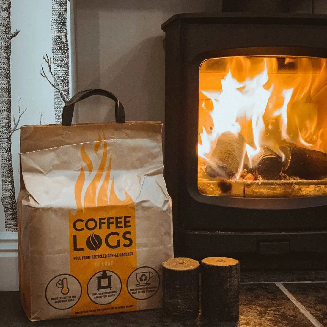 coffee logs for the wood burner stove