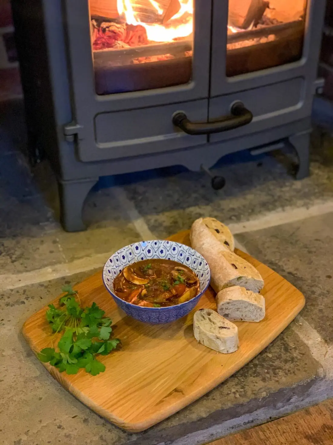 beef stew on the log burner charnwood island 1