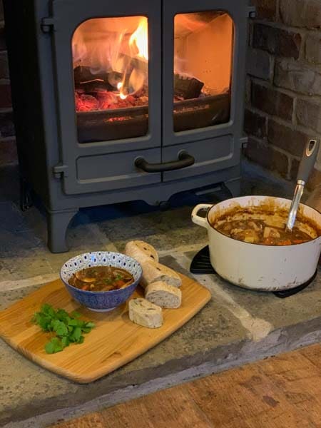 beef stew on the log burner charnwood island 1