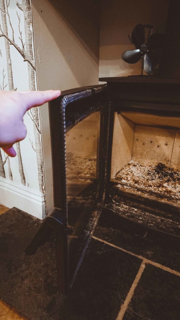 wood burner stove glass cleaning