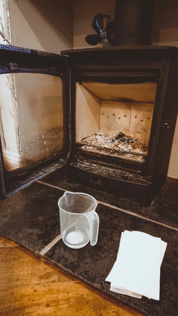 wood burner stove glass cleaning