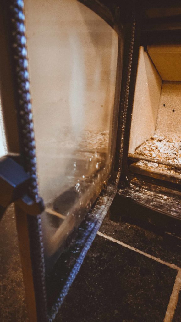 wood burner stove glass cleaning