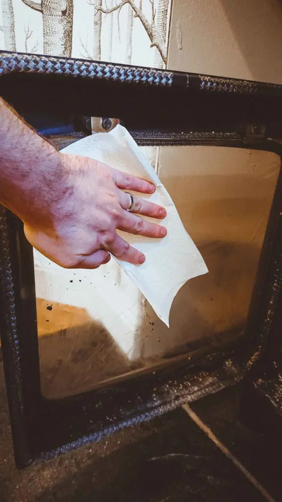 wood burner stove glass cleaning